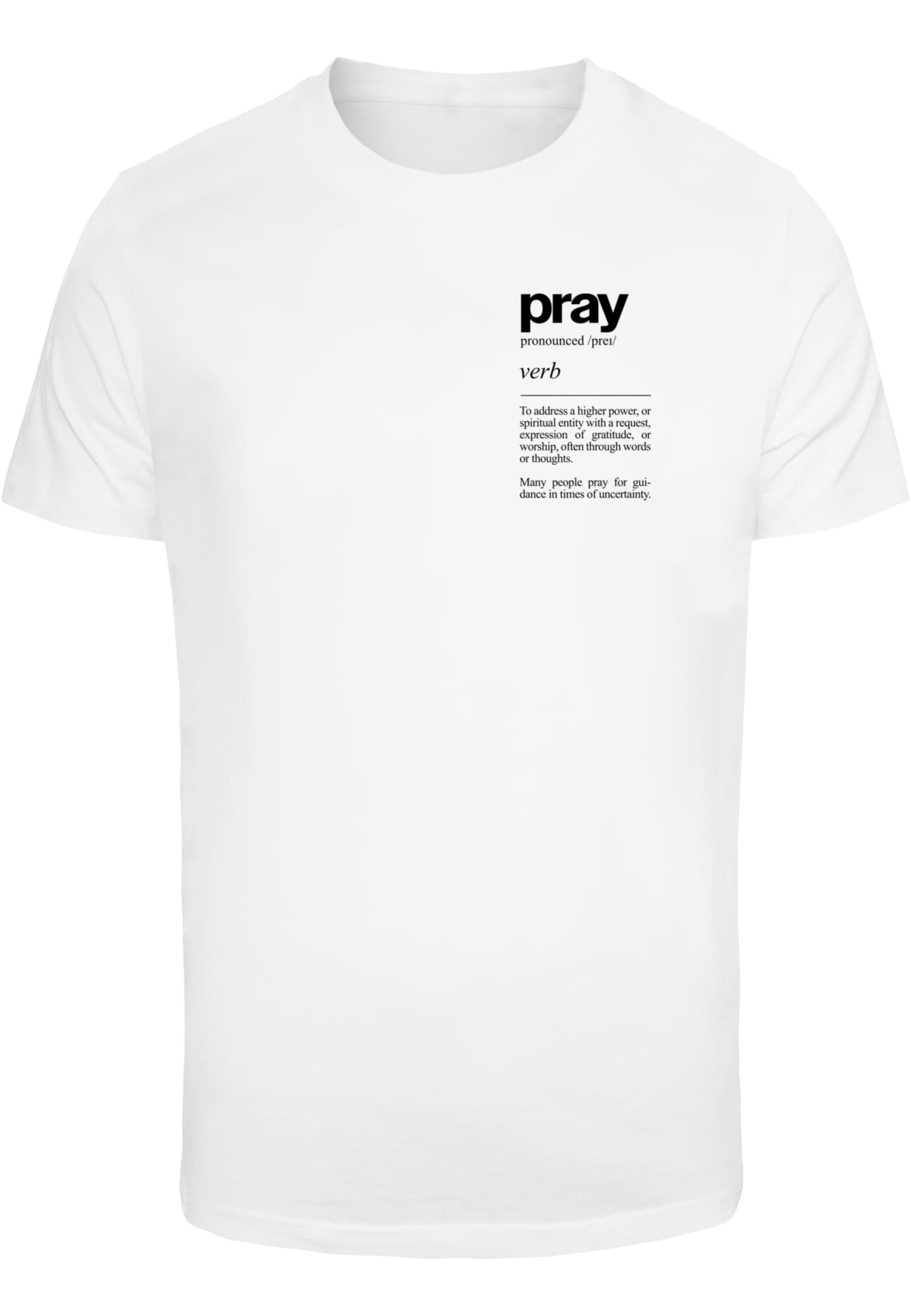 Mister Tee - Camisa 'Pray Definition' em branco: frente