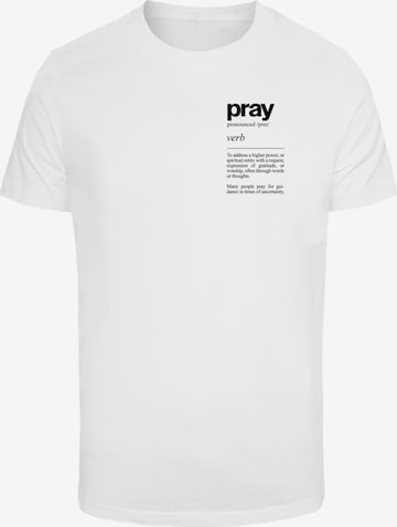 Maglietta 'Pray Definition' di Mister Tee in bianco: frontale