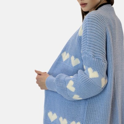 Elara Strickjacke in hellblau / weiß, Produktansicht