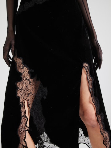 Robe de cocktail 'velvet and lace maxi slip black' TOPSHOP en noir