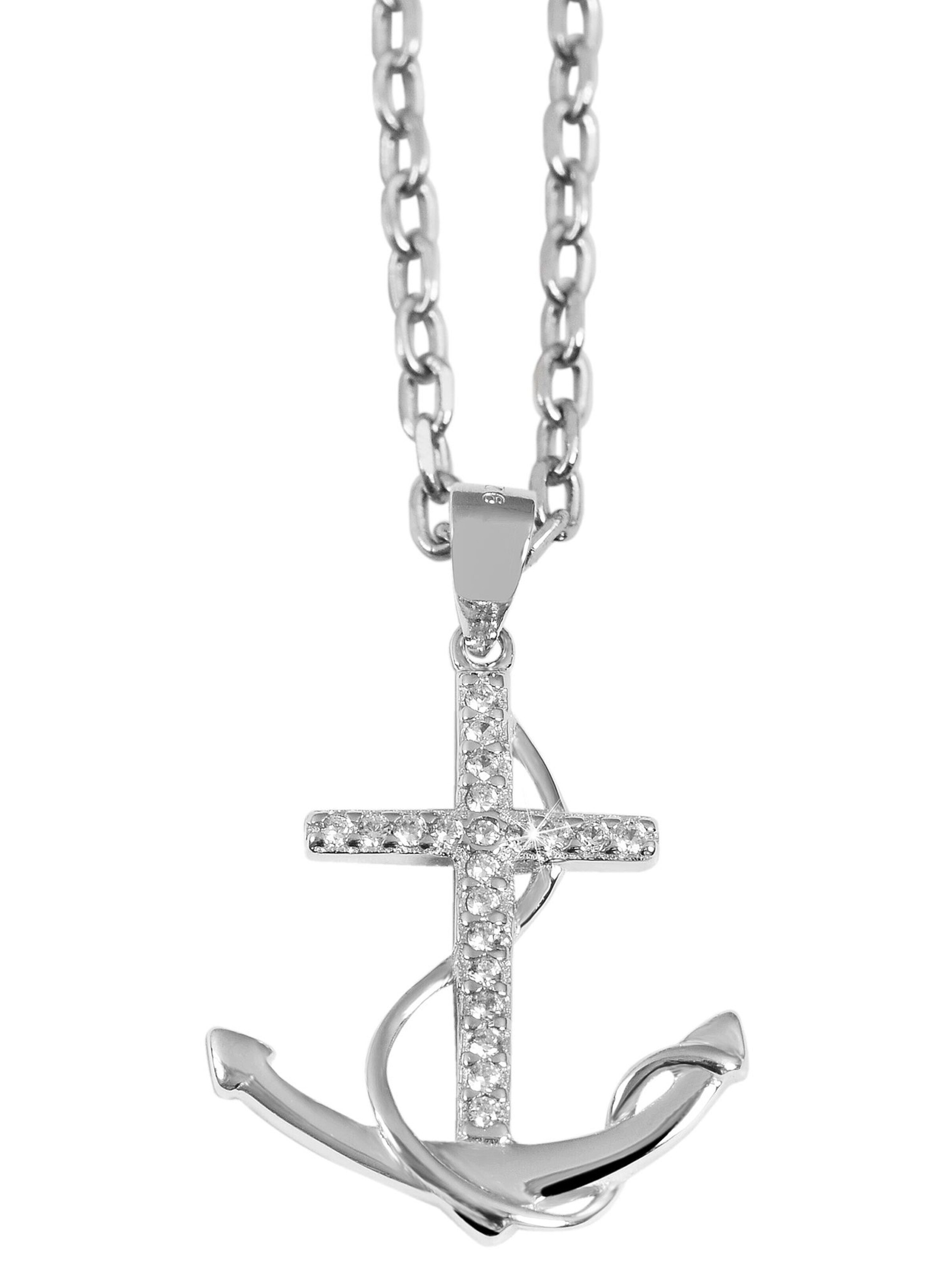 Akzent Pendant '"Dusica" aus 925 Sterlingsilber, rhodiniert, langlebig' in Silver
