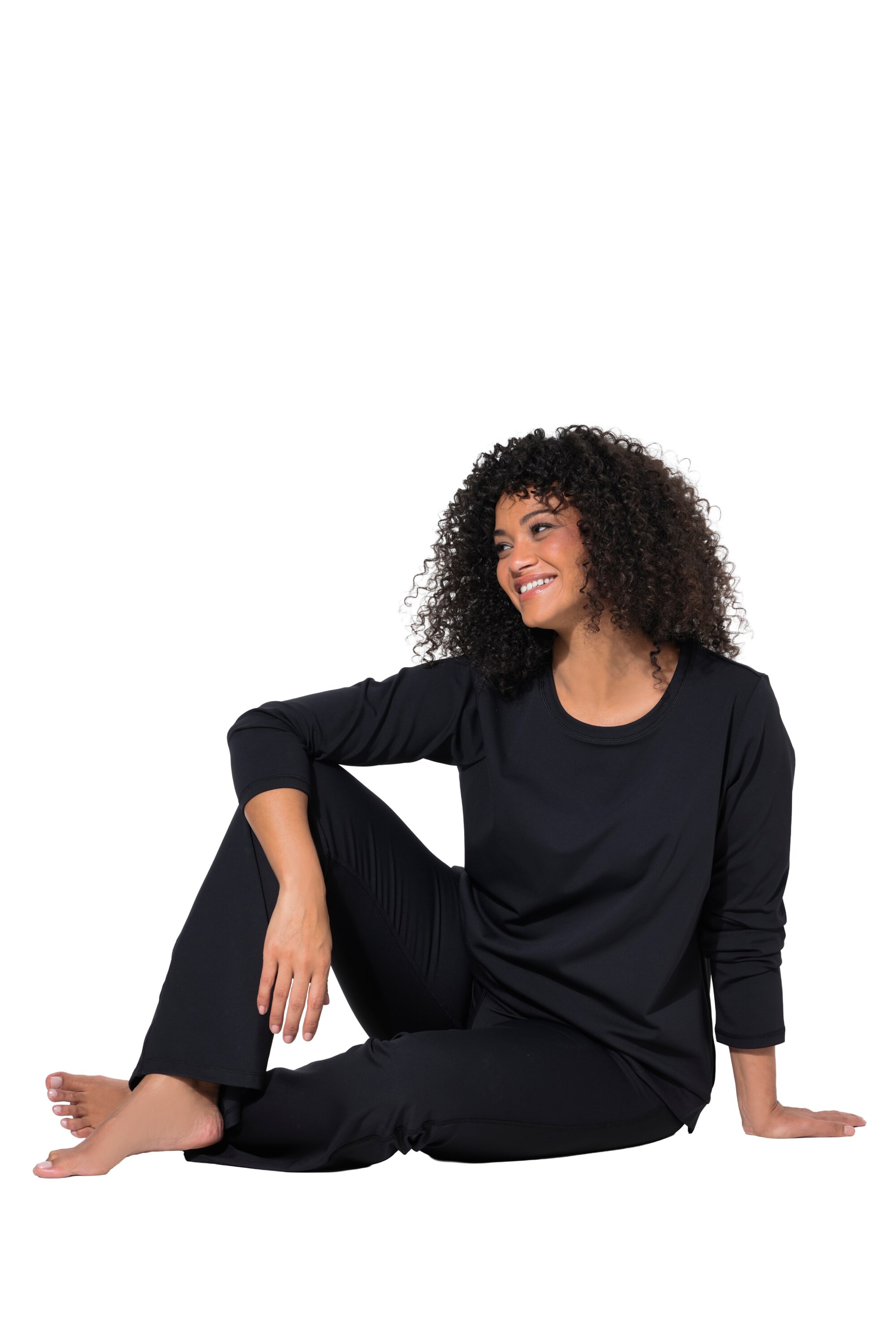 Ulla Popken Flared Leggings in Schwarz: Vorderseite