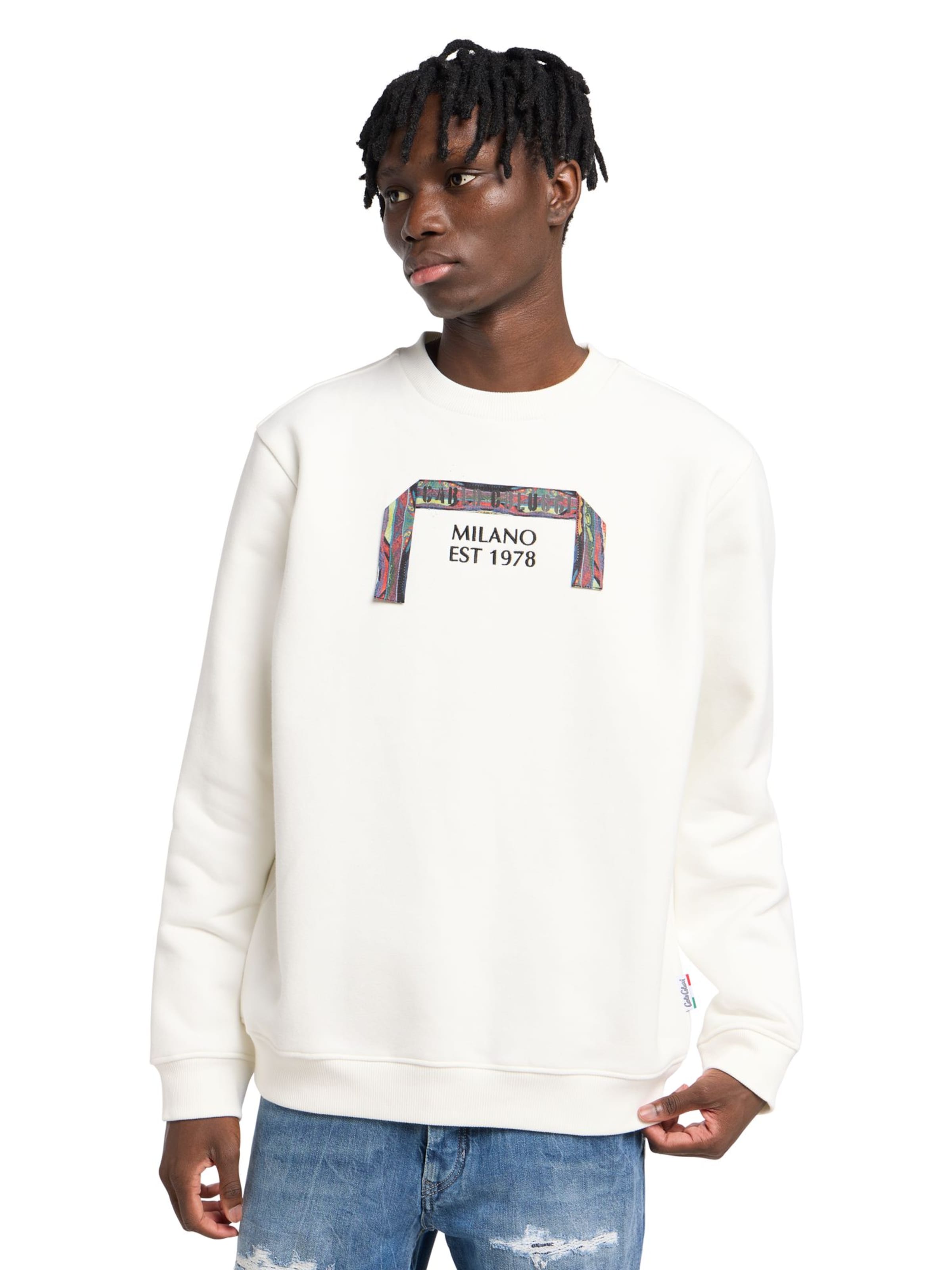 Carlo Colucci Sweatshirt 'Erba' in Wit: voorkant