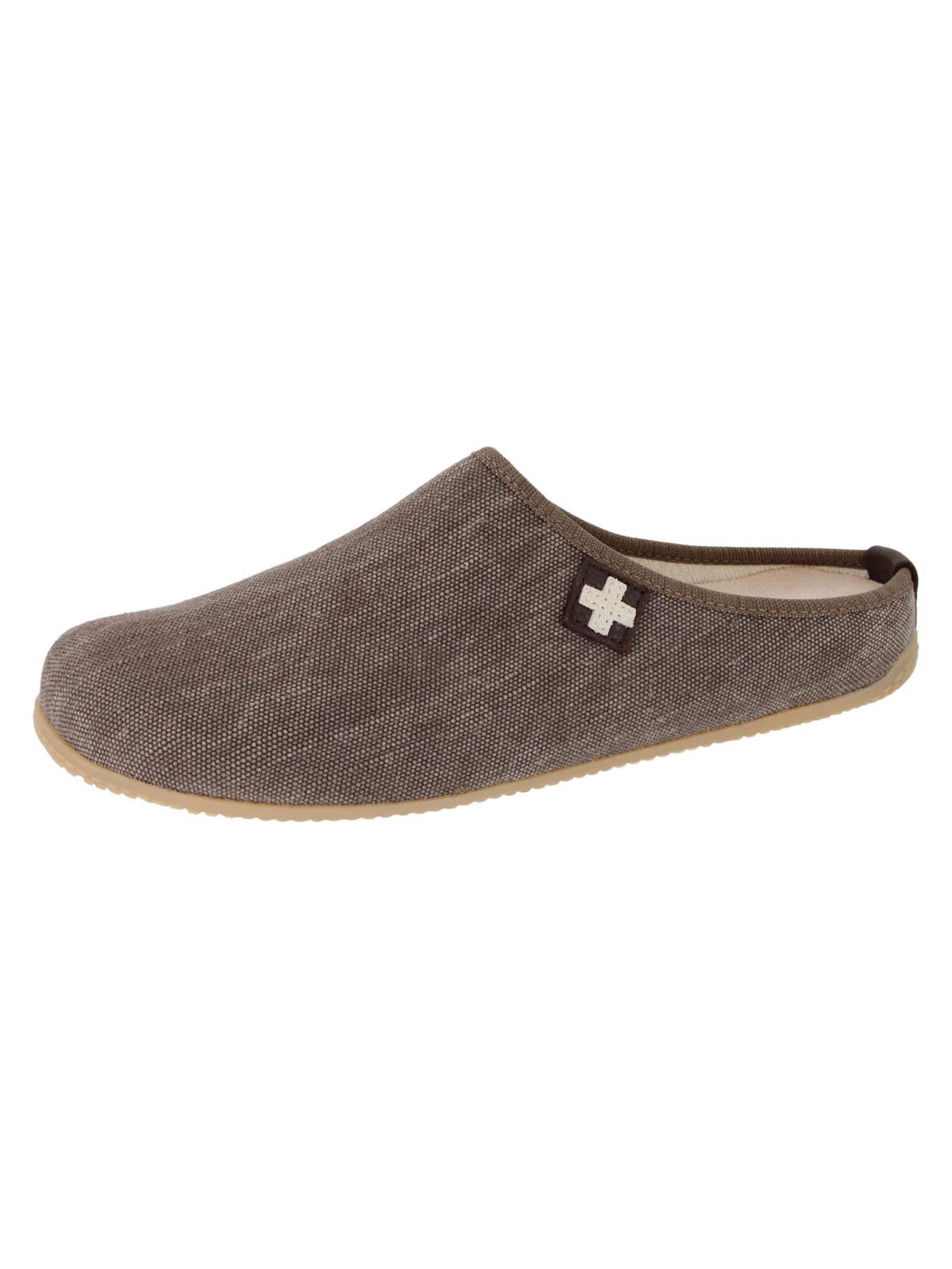 Living Kitzbühel Slippers 'Jute Cotton Gipfelkreuz' in Brown: front