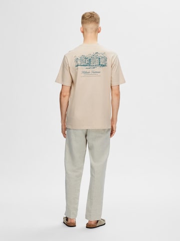 SELECTED HOMME T-Shirt 'Aries' in Beige