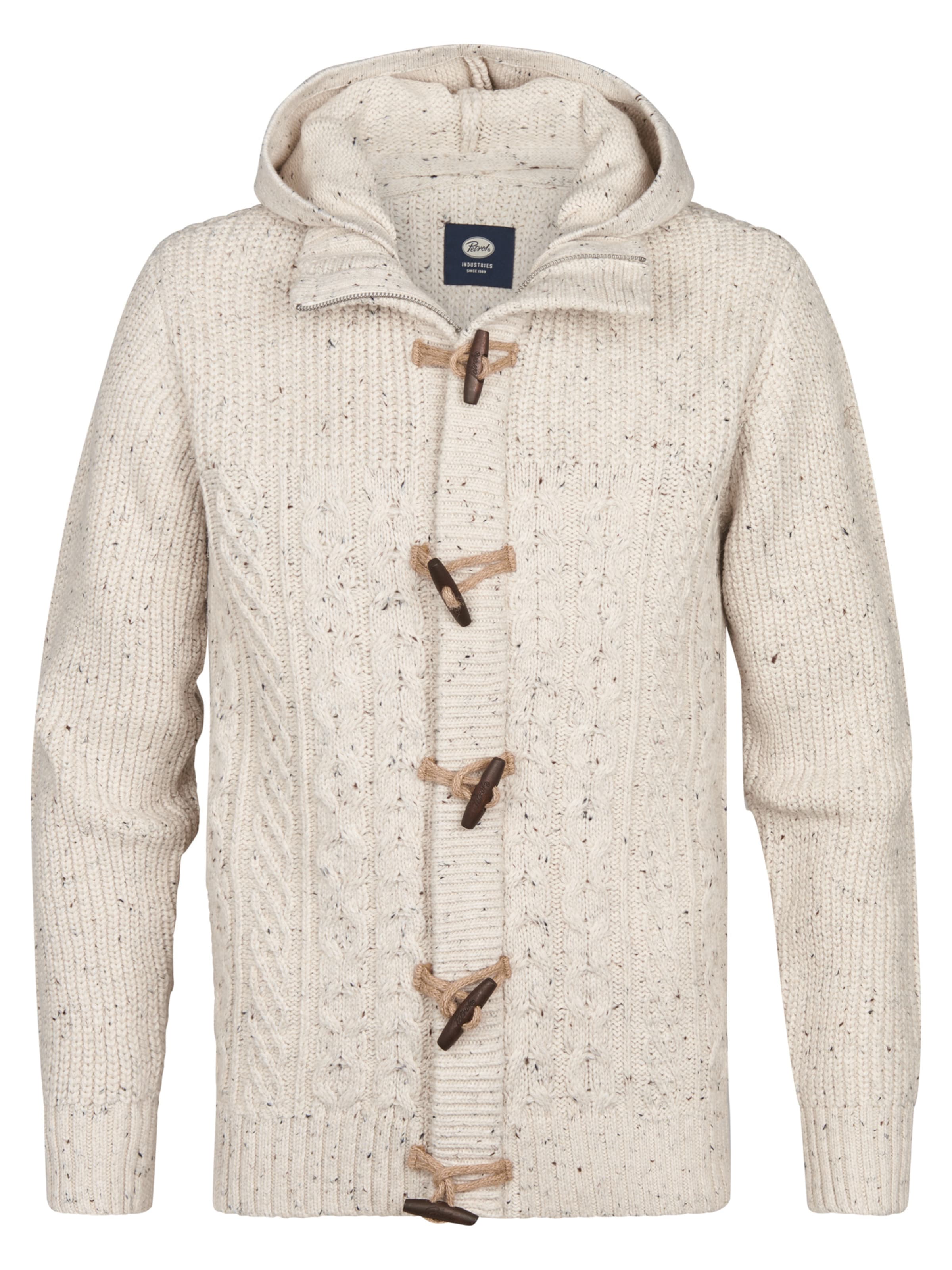 Petrol Industries Knit Cardigan in Beige: front