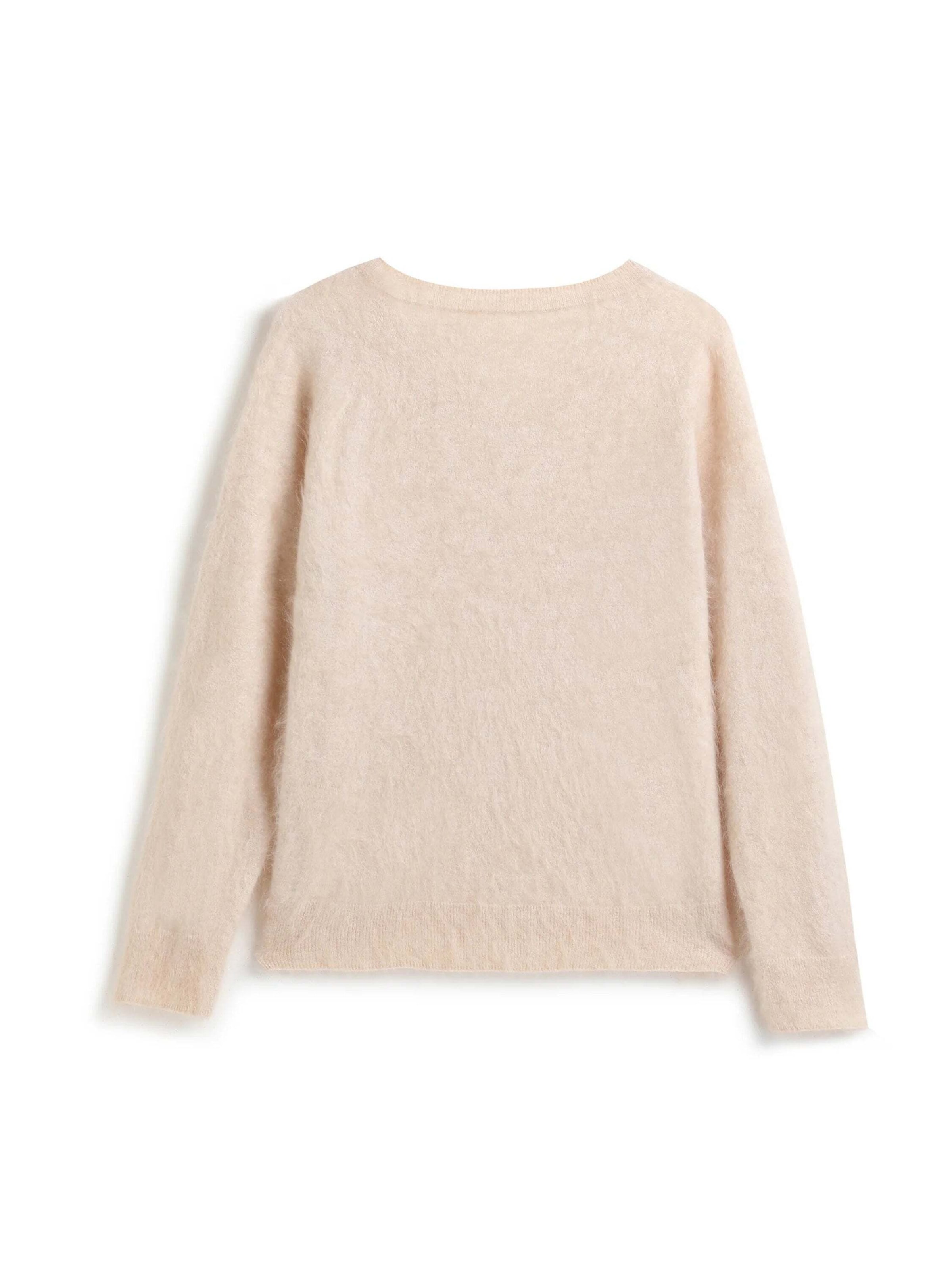 BELLEMERE NEW YORK Pullover 'Pullover aus gebürsteter Seide und Kaschmir mit V-Ausschnitt'‌‌‌‌‌ in Beige