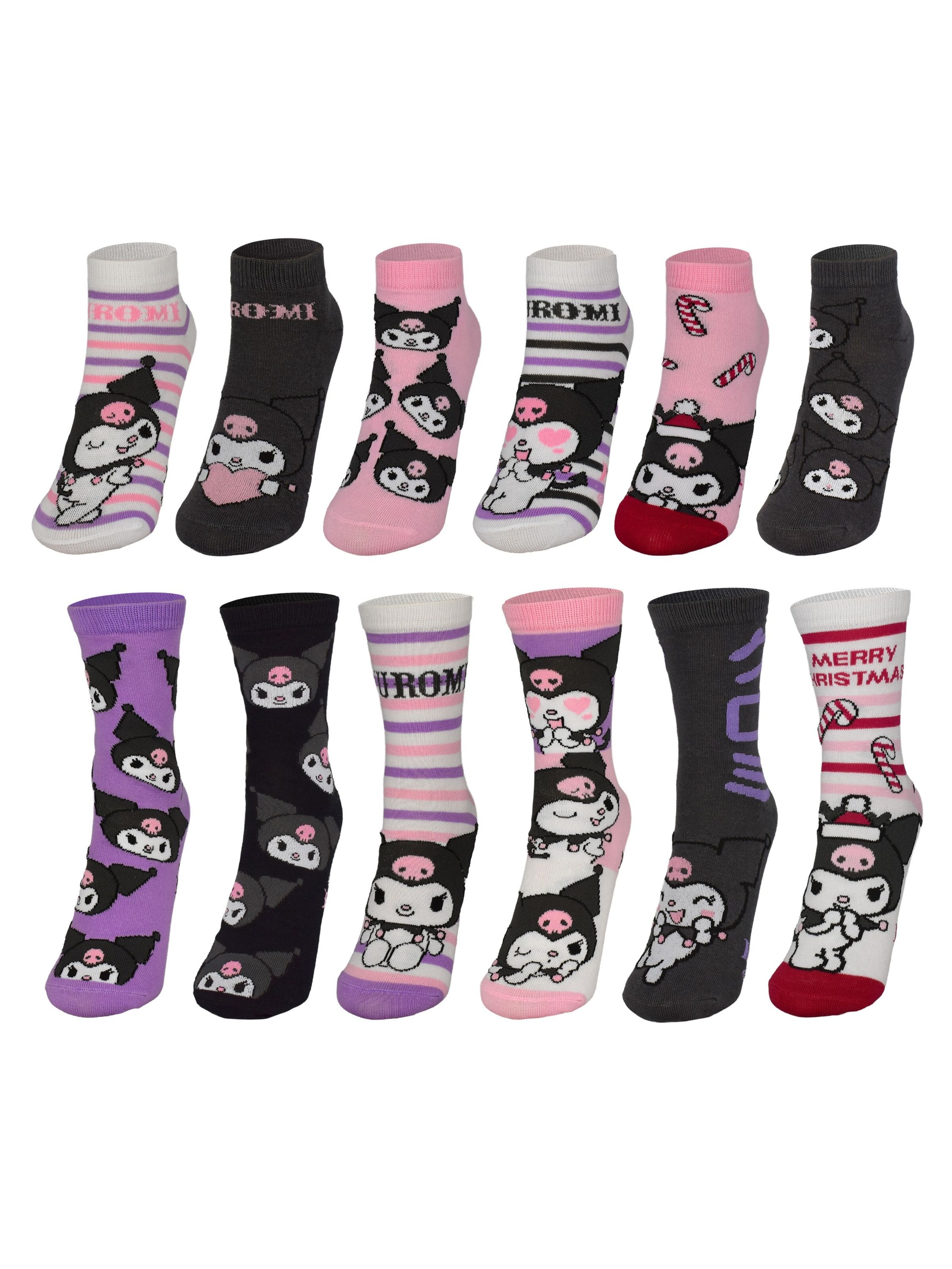 HELLO KITTY Socks 'Adventskalender mit 12 Paar' in Mixed colors