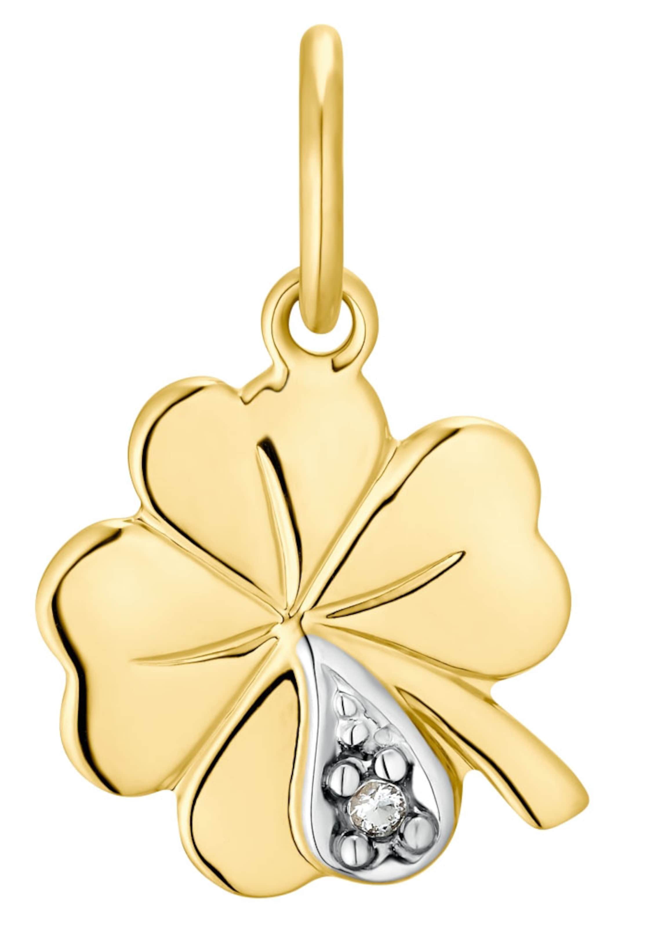 AMOR Anhänger 'Kleeblatt' in Gold: Vorderseite