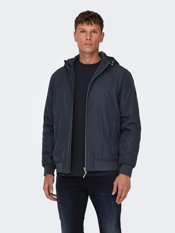 Only & Sons Between-season jacket 'MAZE' in Blue: front