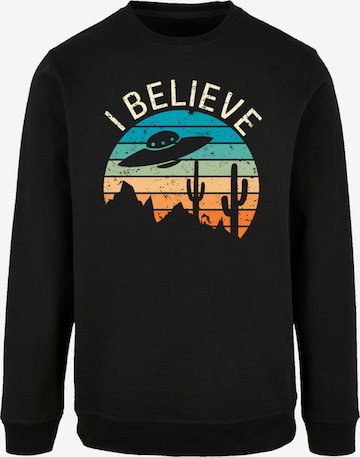 F4NT4STIC Sweatshirt 'I Believe UFO Alien Sonnenuntergang' in Black: front