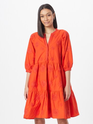 Flowers for Friends Shirt Dress in Orange: front