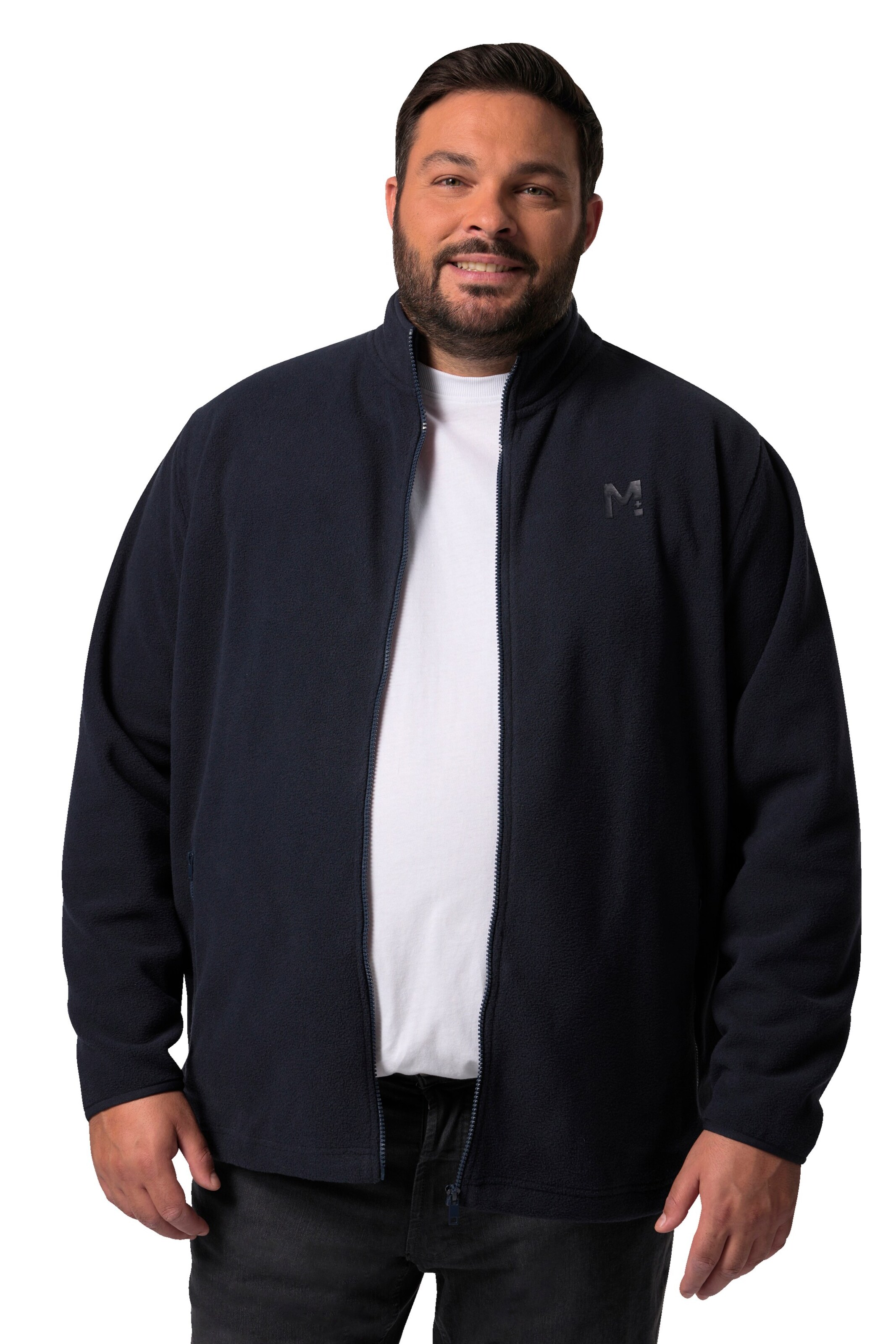 Men Plus Fleece Jacket in Blue: front