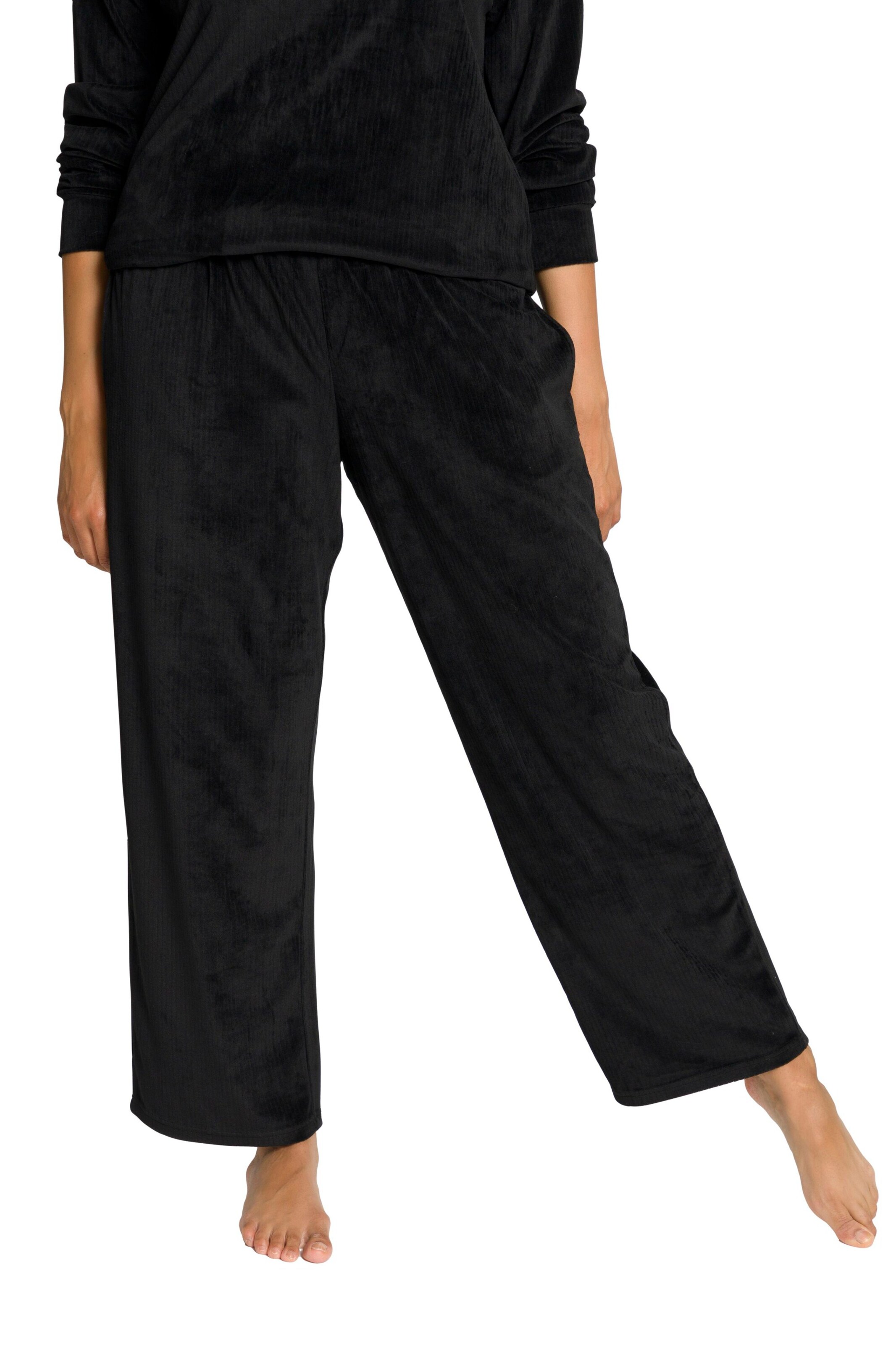 Ulla Popken Wide Leg Hose in Schwarz: Vorderseite