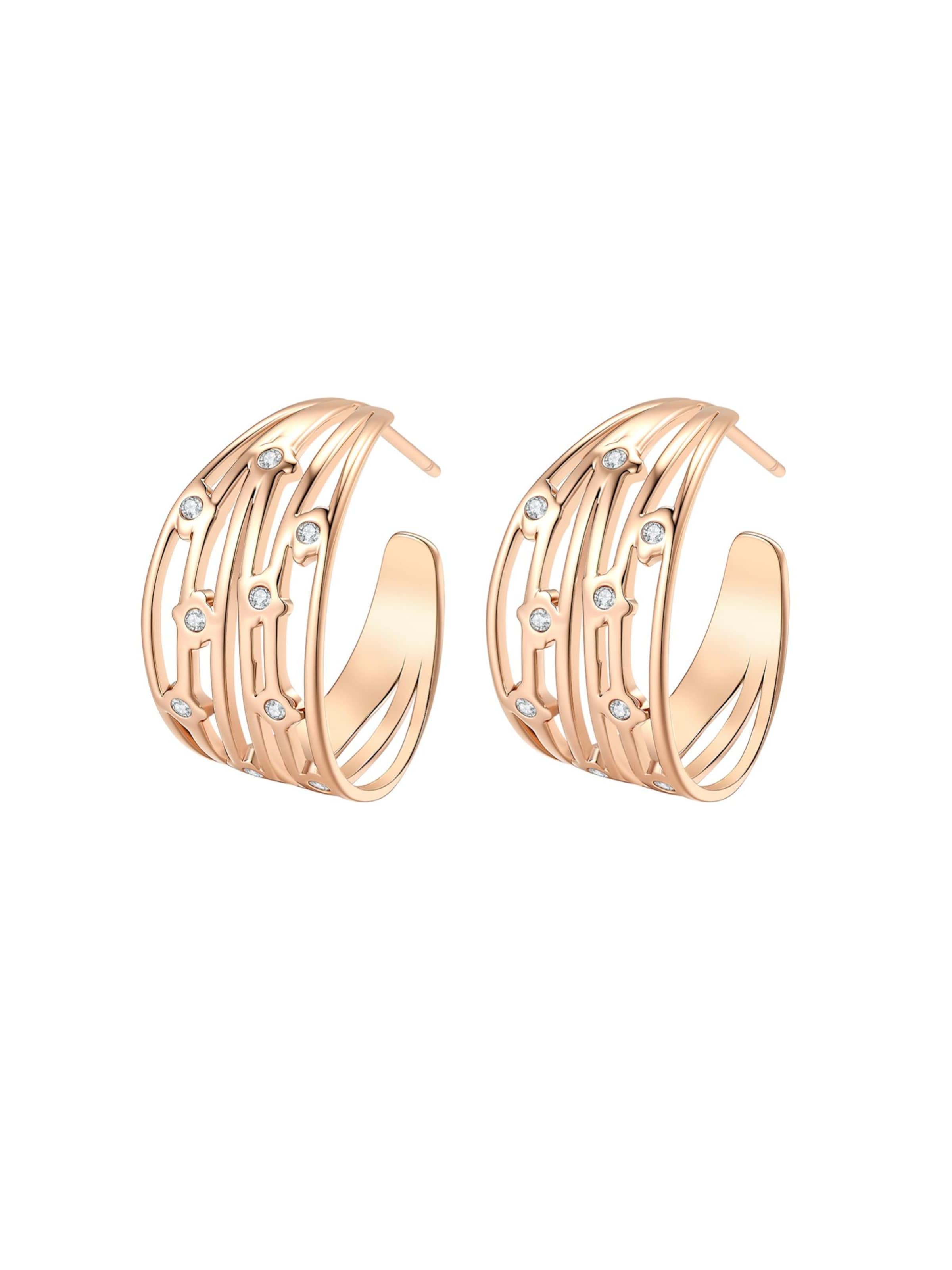 Hey Happiness Boucles d'oreilles 'Multi Band Crystal Hoop' en One Size en or rose, Vue avec produit