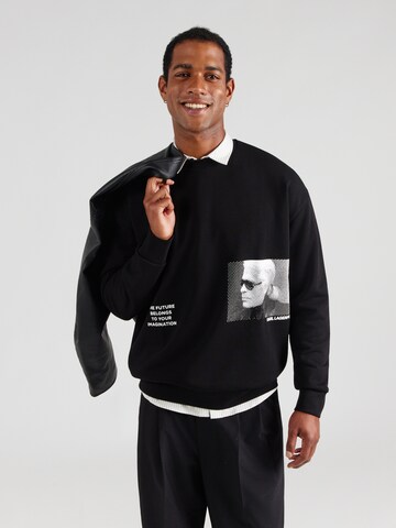 melns Karl Lagerfeld Sportisks džemperis: no priekšpuses