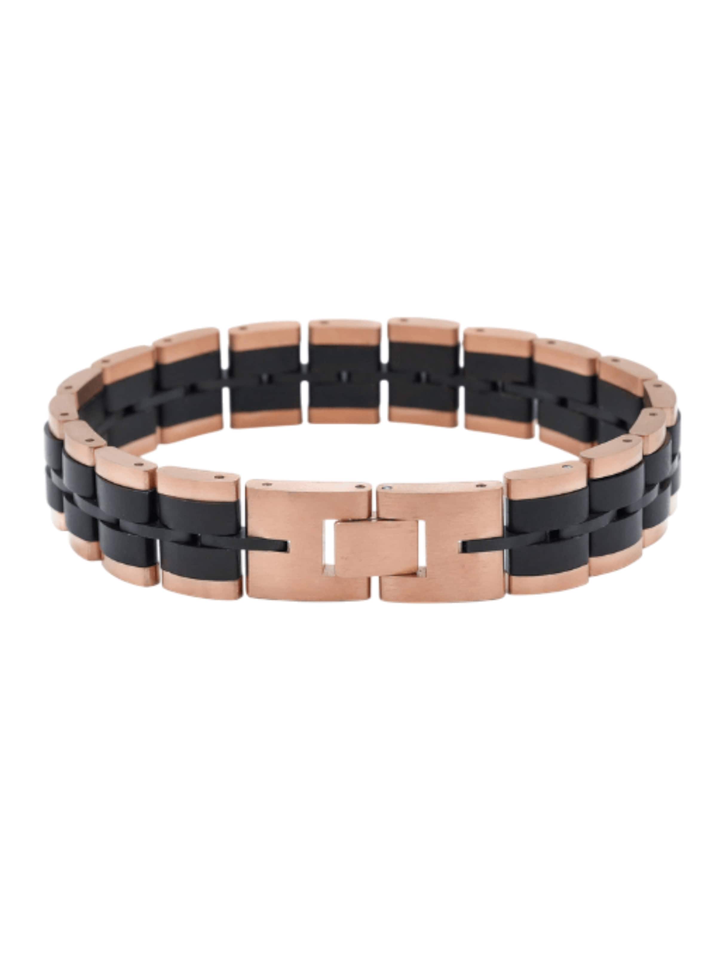 La Moda Me Bracelet 'Baldr Rose Gold & Zebrawood' in Black: front