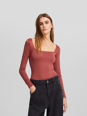Bershka Tričkové body – hnědá: přední strana