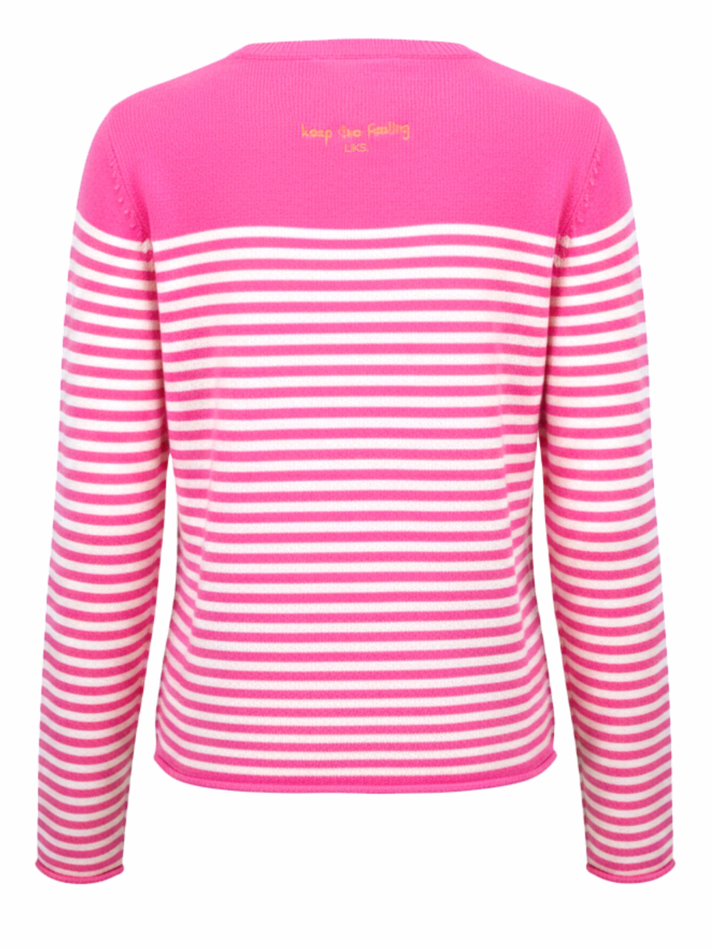 LIKS. Munich Tröja 'Damen Strickpullover gestreift aus Organic Cotton-Woll-Mischung - AmayaC' i rosa