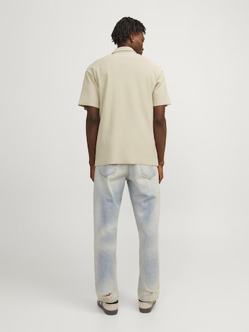 JACK & JONES Comfort fit Button Up Shirt 'Hawaii' in Beige