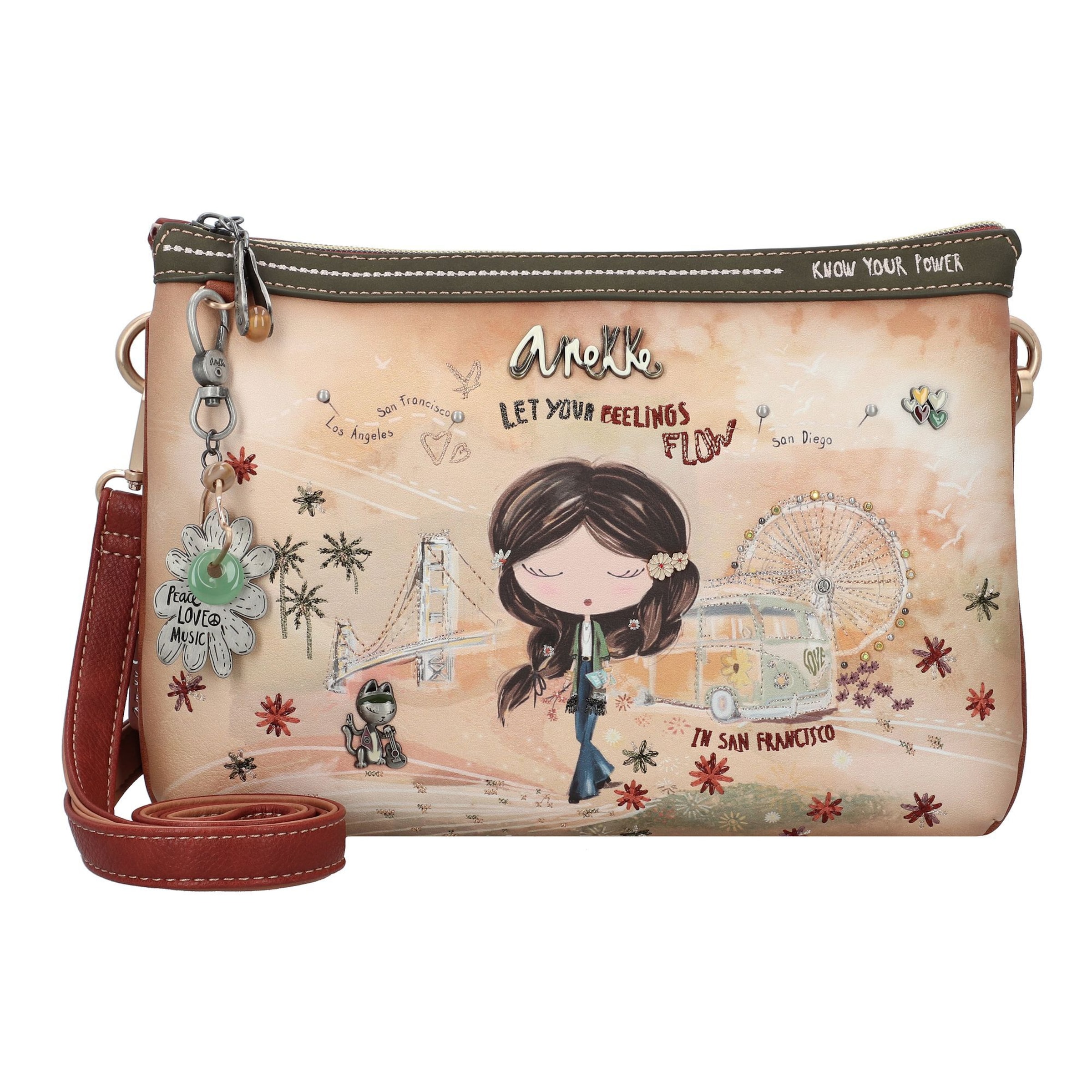 Anekke Umhängetasche 'Peace & Love' in Beige: Vorderseite