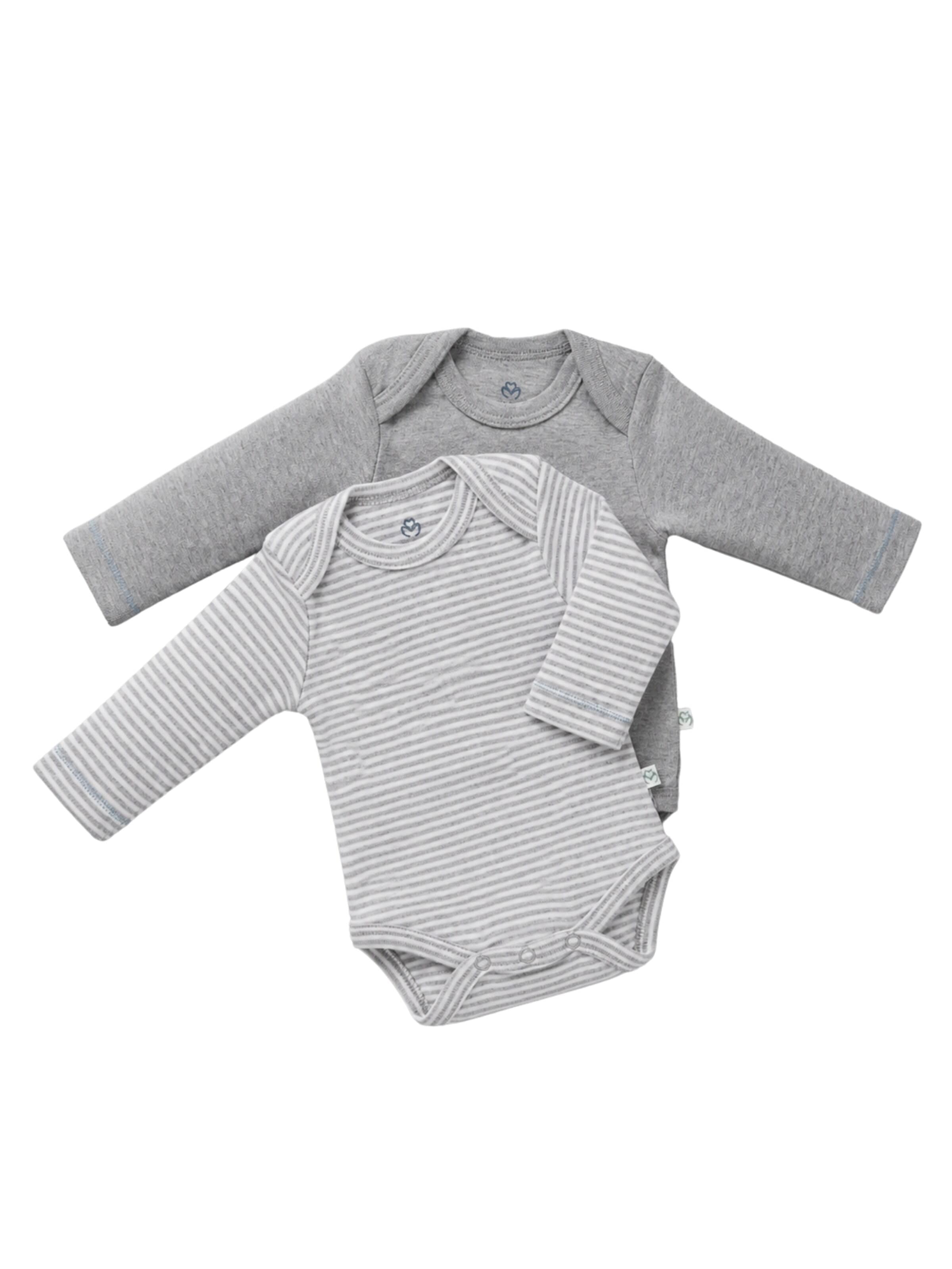 OrganicEra Romper/Bodysuit 'OrganicEra Organic Newborn Baby Long Sleeve Bodysuit,2 pcs Set' in Grey: front
