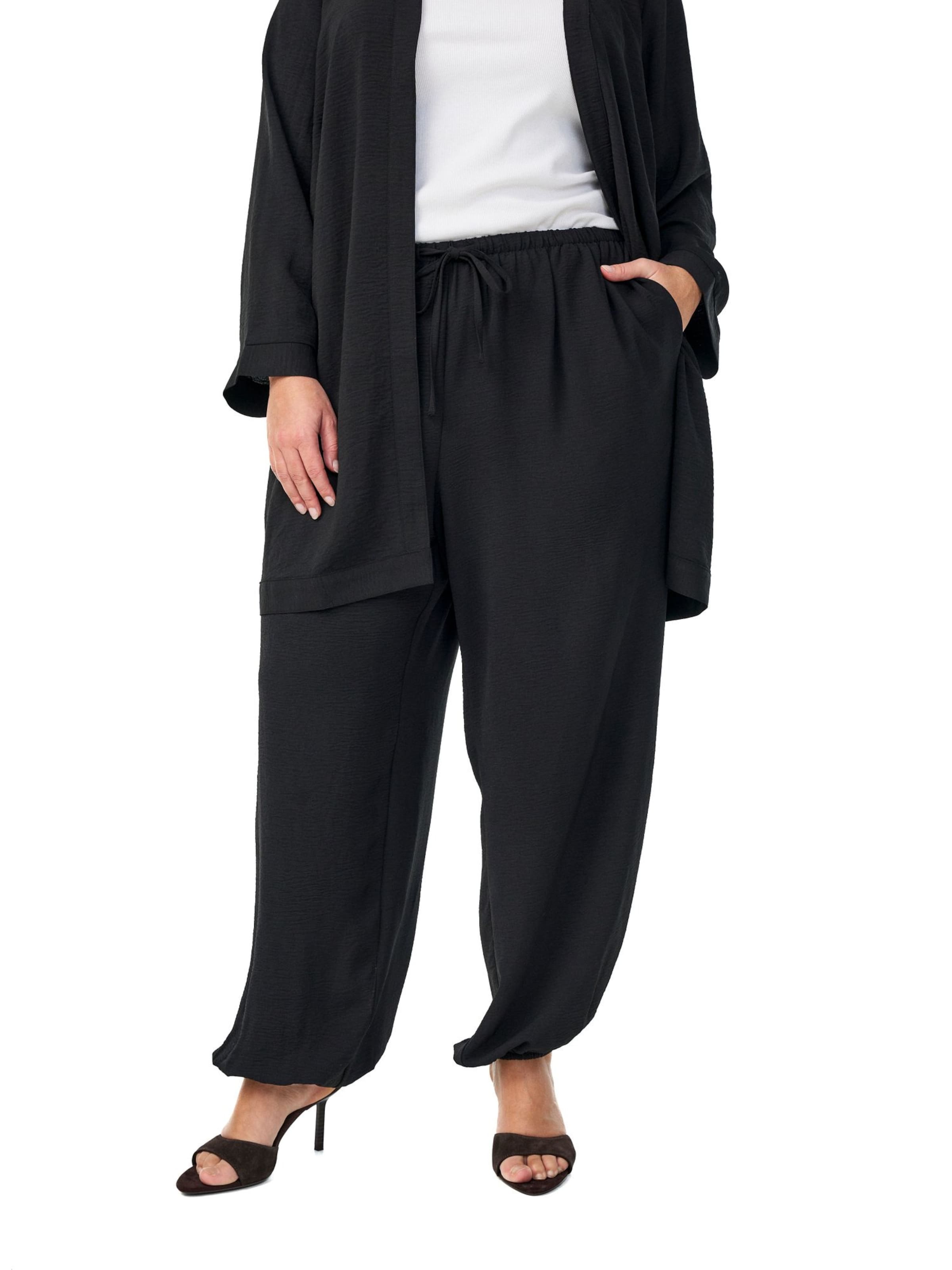 Loosefit Pantaloni 'FLKIKKA' di Zizzi in nero: frontale