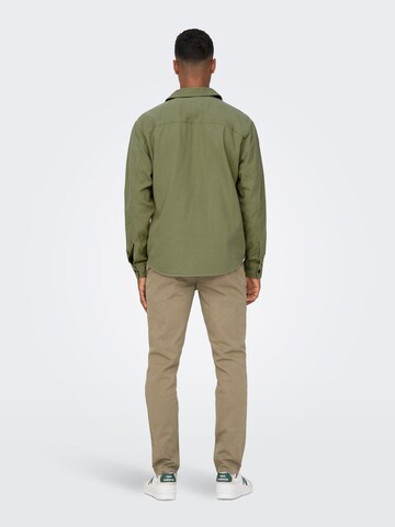 Only & Sons Comfort fit Button Up Shirt 'Team' in Green