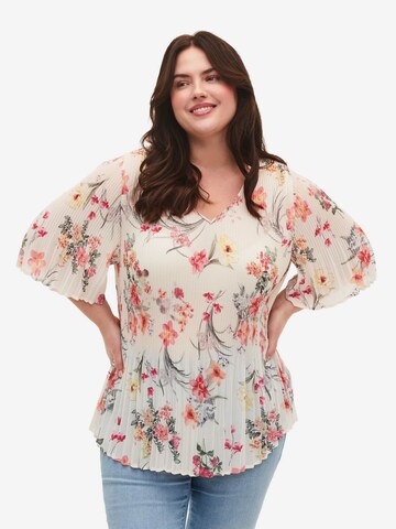 Zizzi Bluse 'Cathrine' i hvid: forside