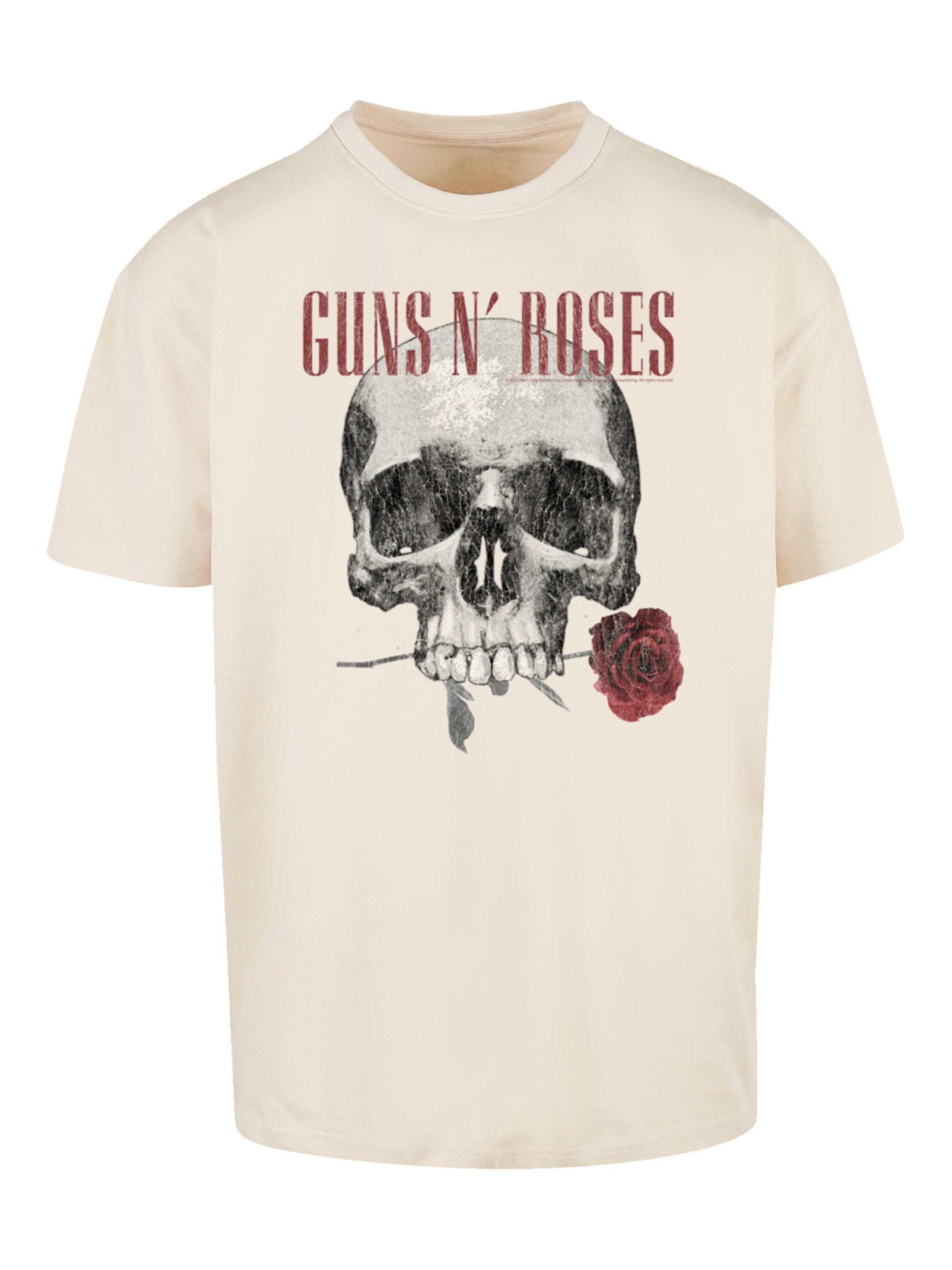 F4NT4STIC Shirt 'Guns 'n' Roses Flower Skull Rock Musik Band' in Beige: voorkant