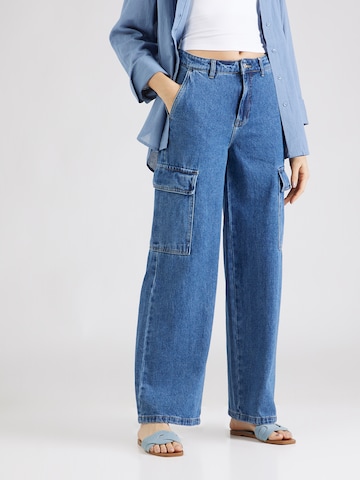 minimum Wide leg Cargojeans 'Astas' in Blauw: voorkant