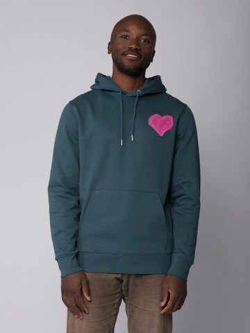 Watapparel Sweatshirt ' Pink Heart ' in Blauw: voorkant