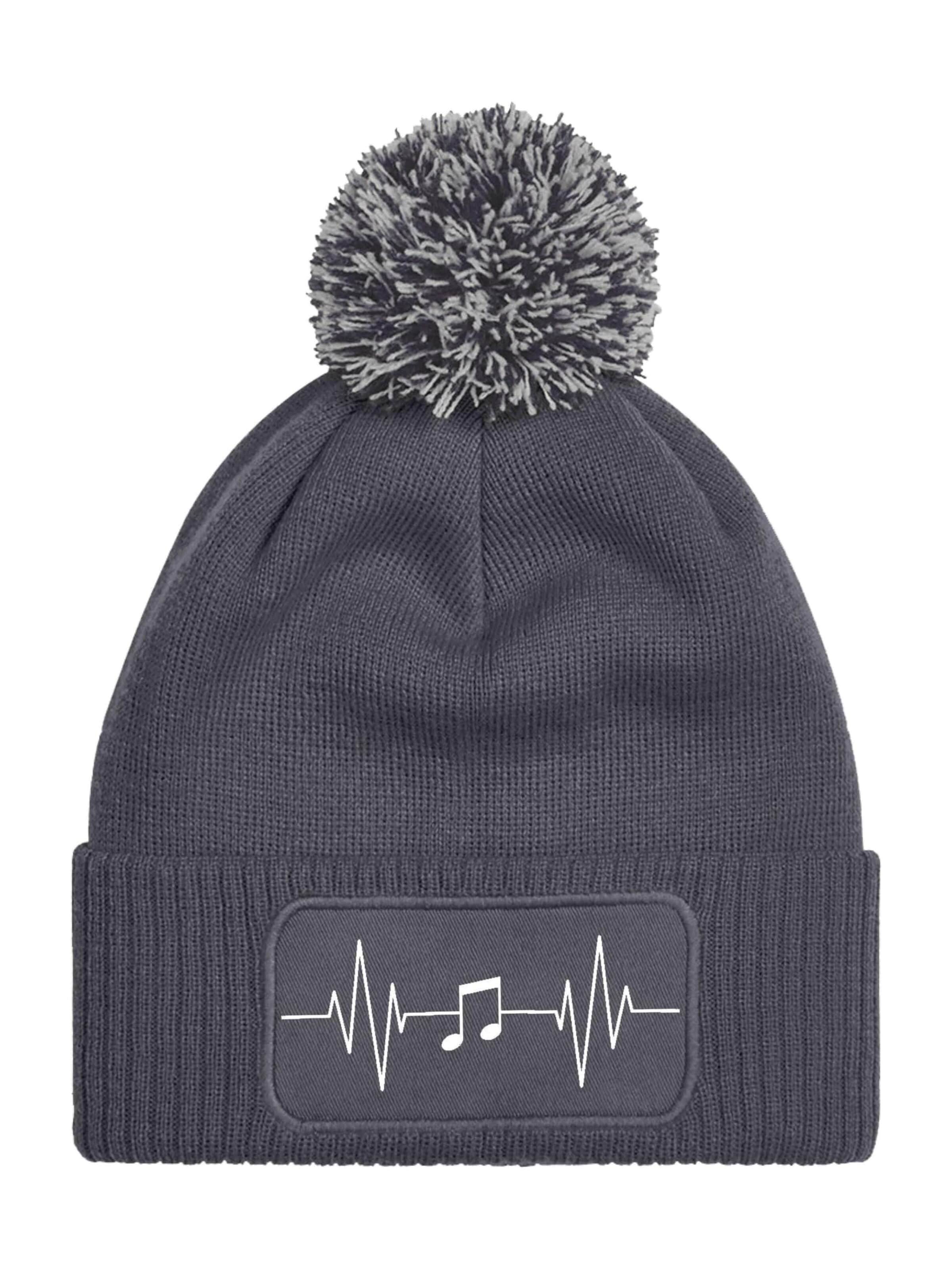 Youth Designz Mütze 'Heartbeat Musik'‌‌‌‌‌ in Grau: Vorderseite