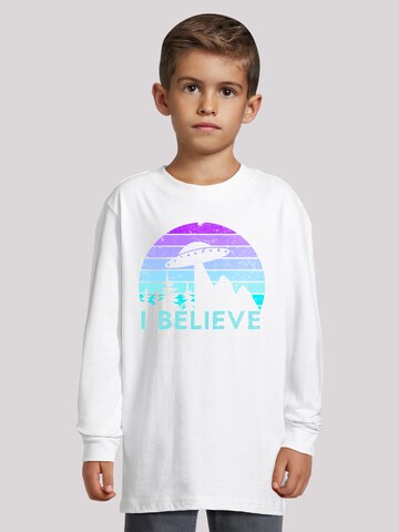 F4NT4STIC Shirt 'I Believe Ufo Alien Raumschiff Retro' in White: front