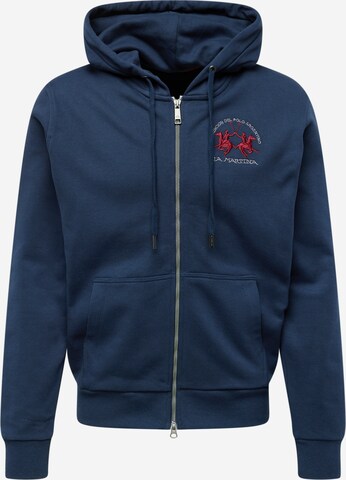 La Martina Zip-Up Hoodie in Blue: front