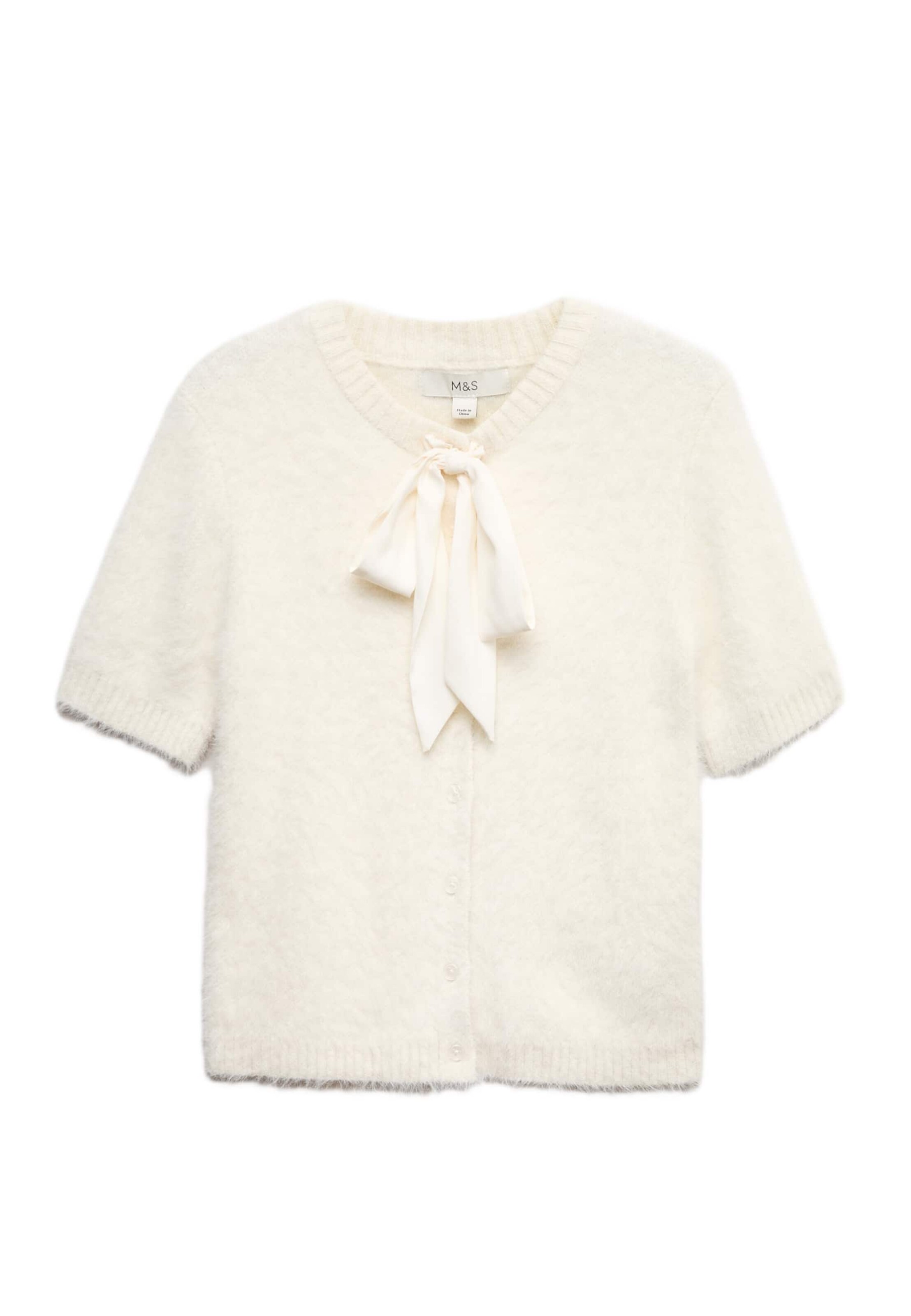 Marks & Spencer Gebreid vest in XS in de kleur Ivoor, Productweergave