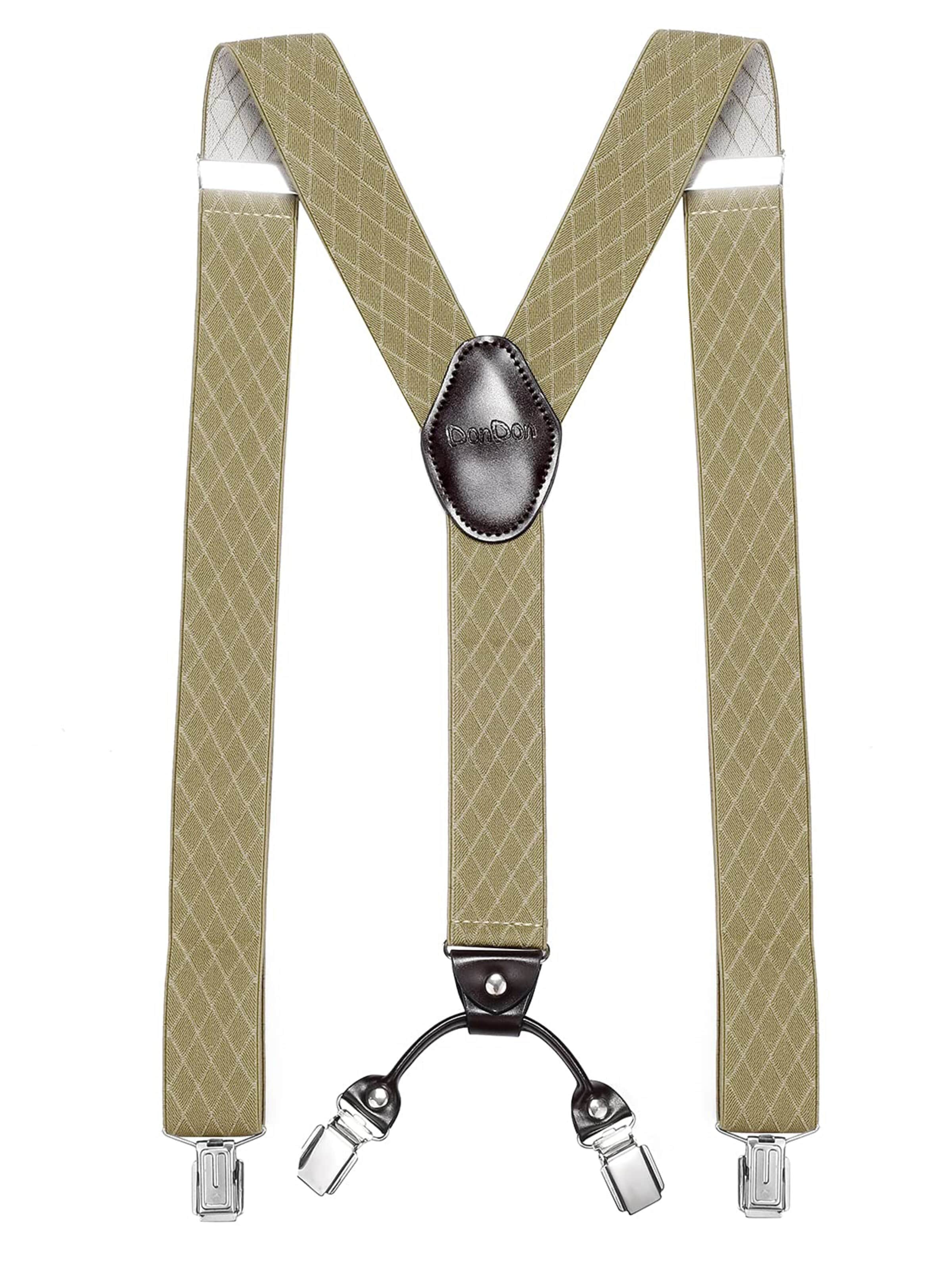 DonDon Suspenders in Brown: front