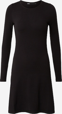 ONLY Kötött ruhák 'ONLNEW DALLAS O-NECK DRESS CS KNT' - fekete: elől