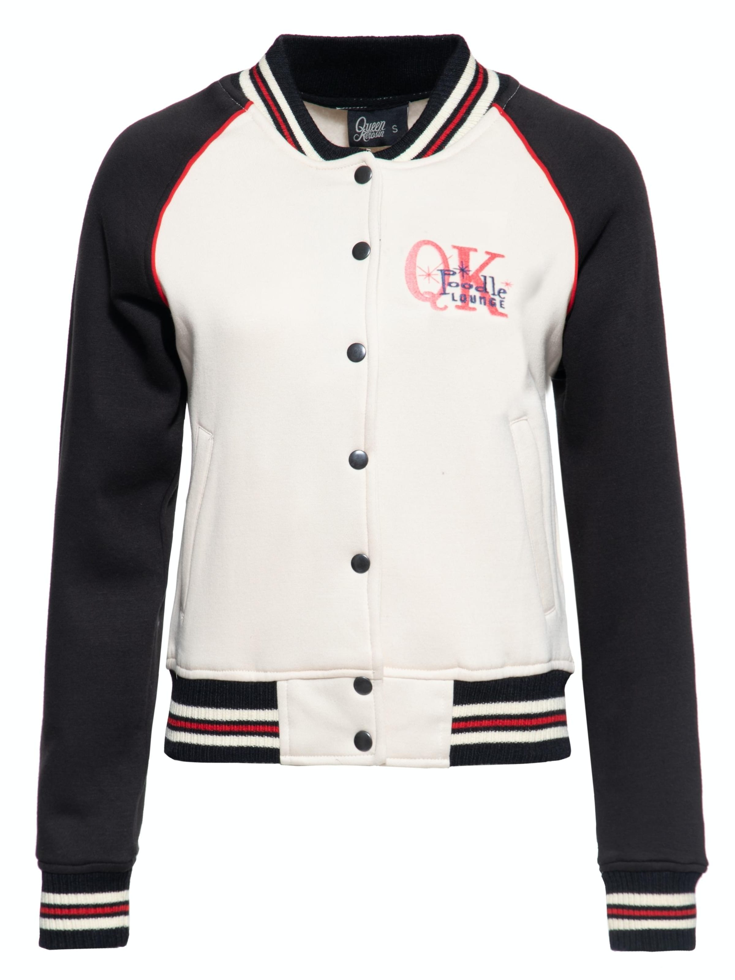 Queen Kerosin Between-Season Jacket 'Poodle Lounge' in White: front