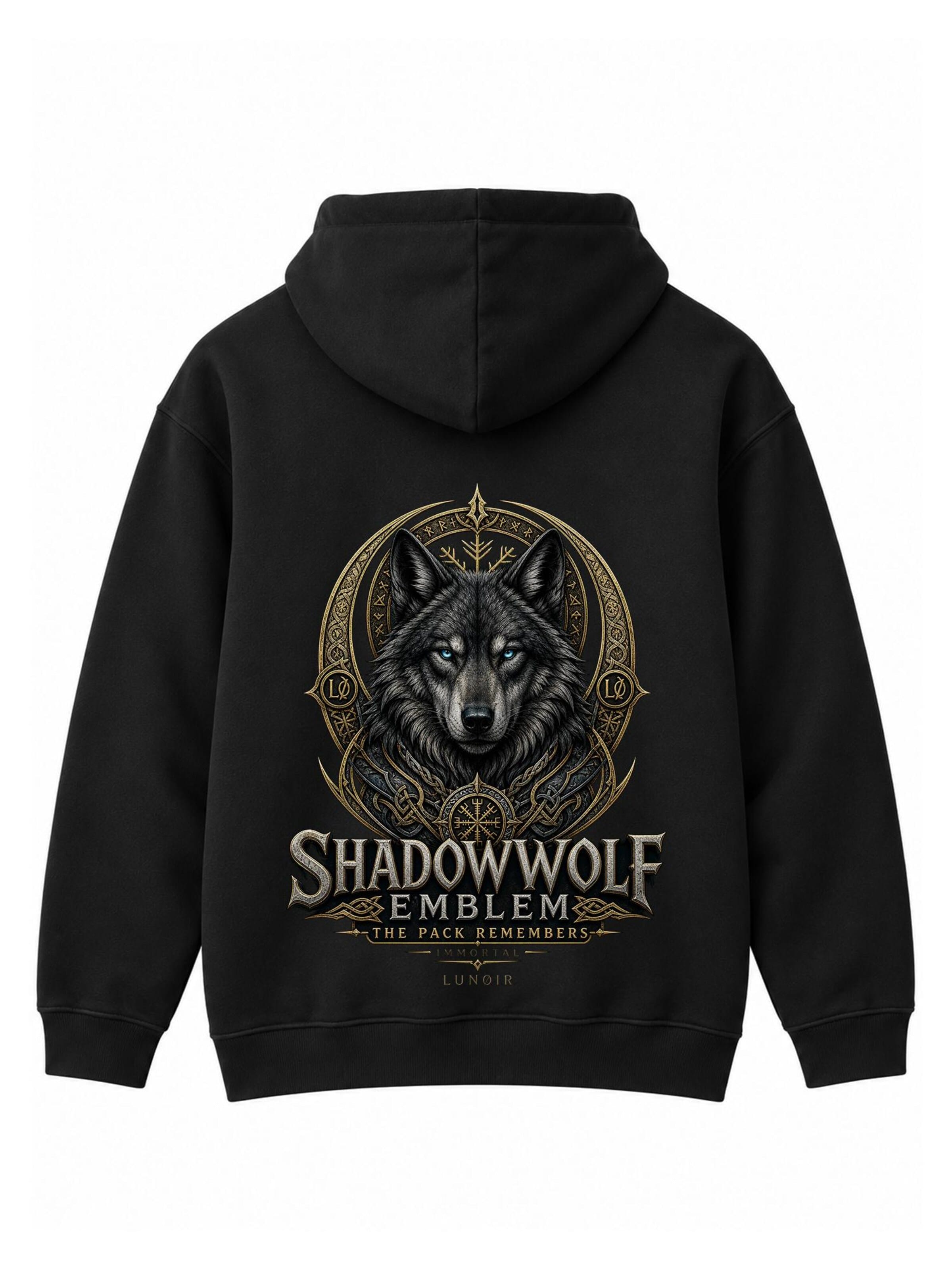LUNØIR Studio Tréning póló 'Shadowwolf Emblem' - fekete: elől
