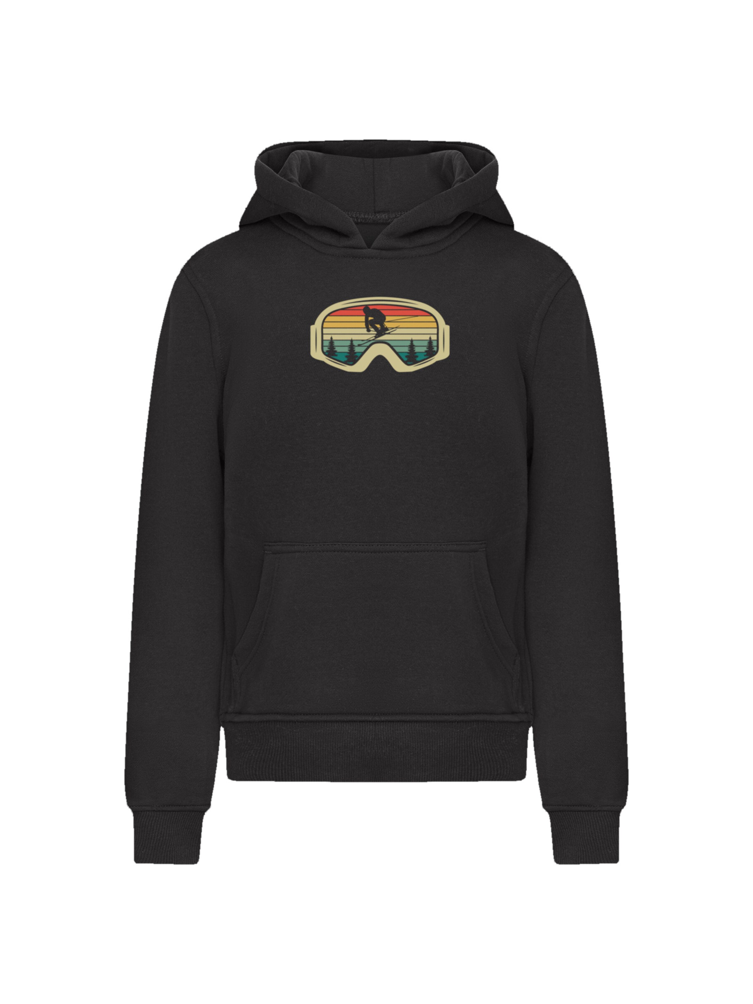 F4NT4STIC Sweatshirt 'Retro Skibrille Wintersport' in Zwart: voorkant