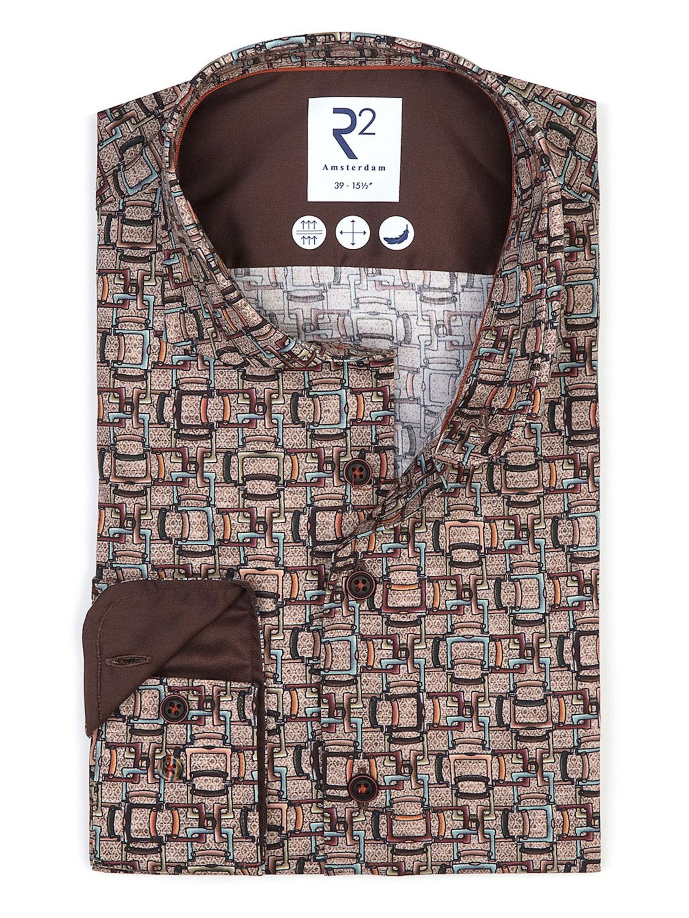 R2 Amsterdam Regular fit Overhemd in Bruin: voorkant