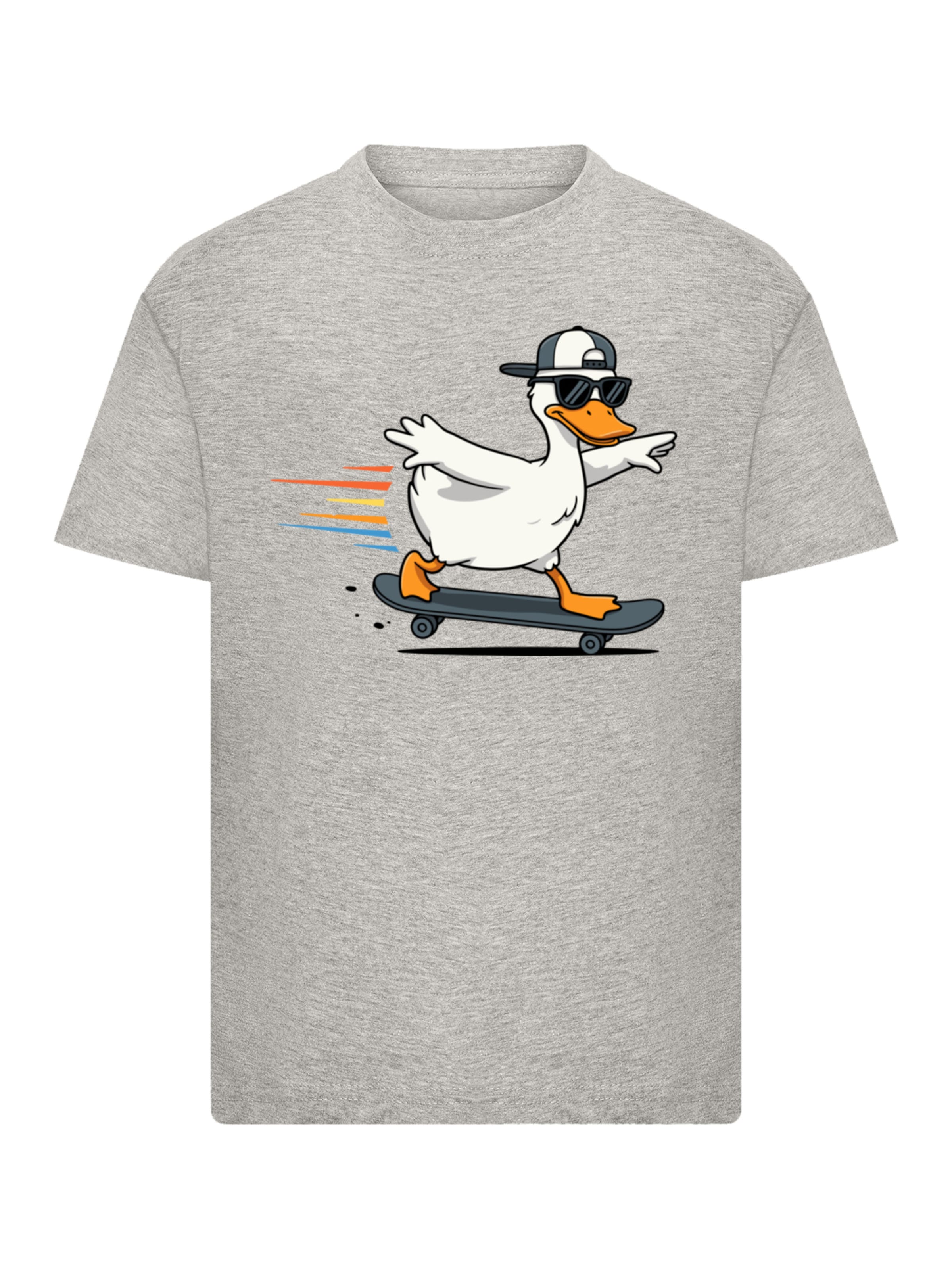 T-Shirt 'Coole Ente auf Skateboard Spaß' F4NT4STIC en gris : devant
