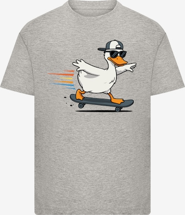 F4NT4STIC Shirt 'Coole Ente auf Skateboard Spaß' in Grey: front
