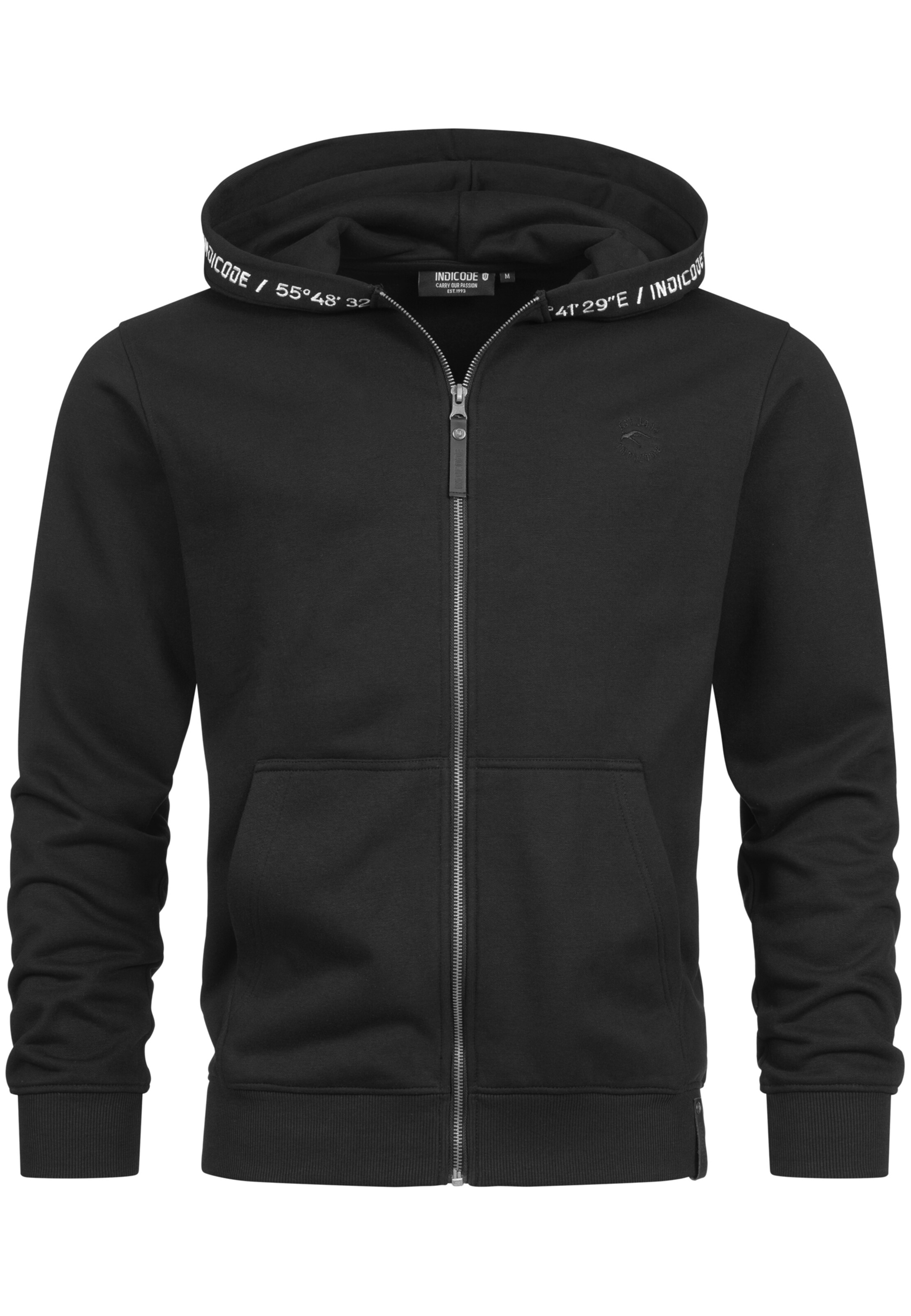 INDICODE JEANS Sweatjacke' Mobil ' in Schwarz: Vorderseite