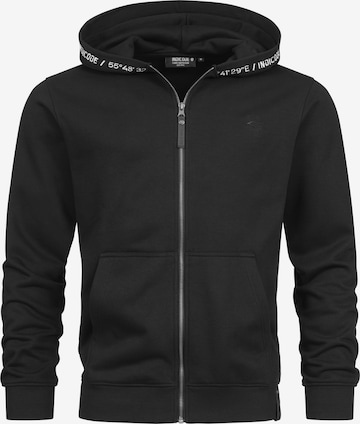 INDICODE JEANS Zip-Up Hoodie ' Mobil ' in Black: front