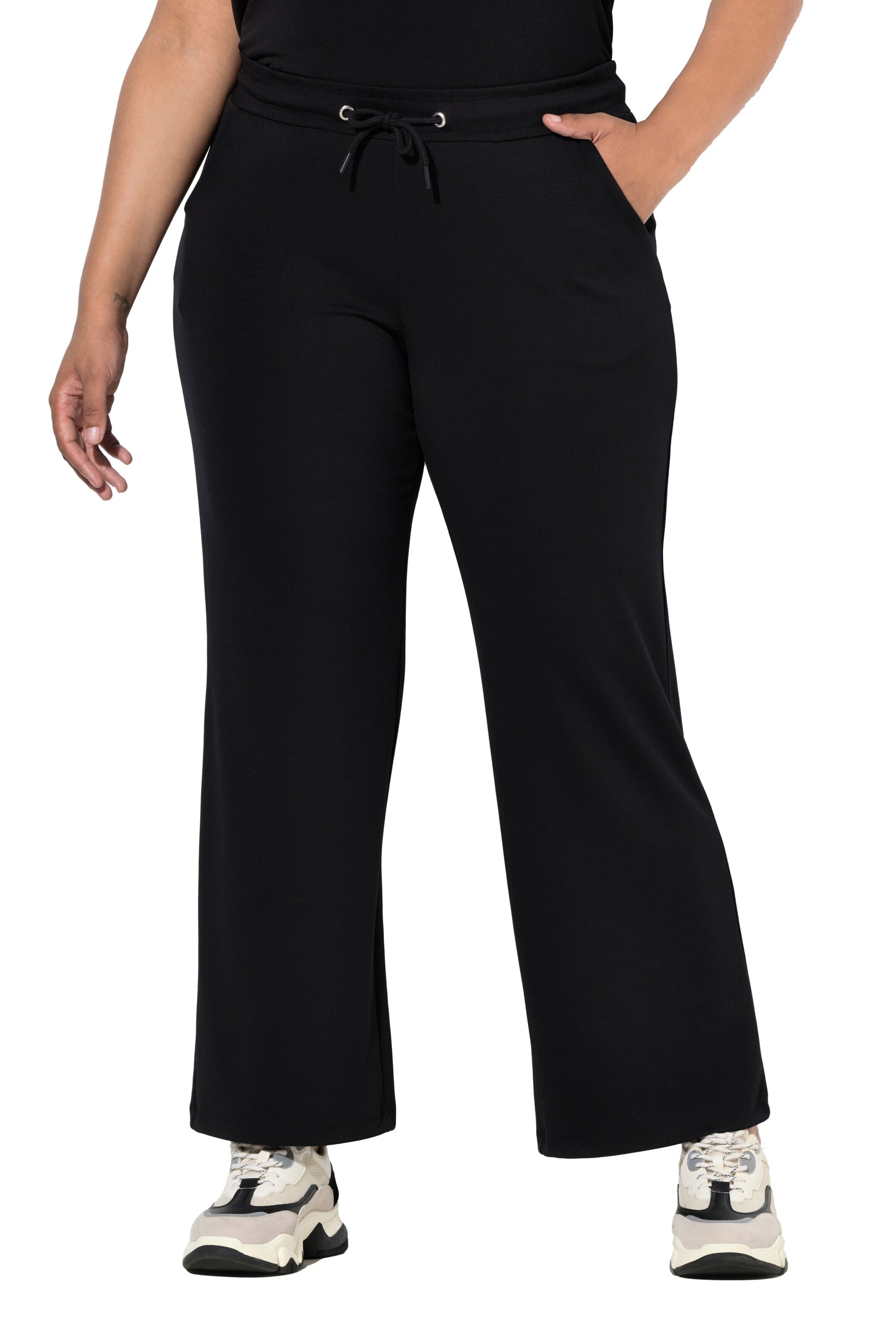 Ulla Popken Wide leg Trousers in Black: front
