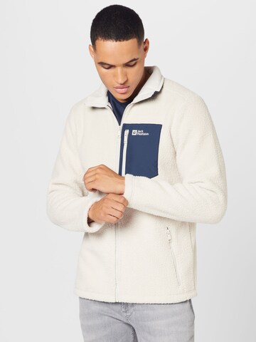 JACK WOLFSKIN Athletic fleece jacket 'KINGSWAY' in White: front