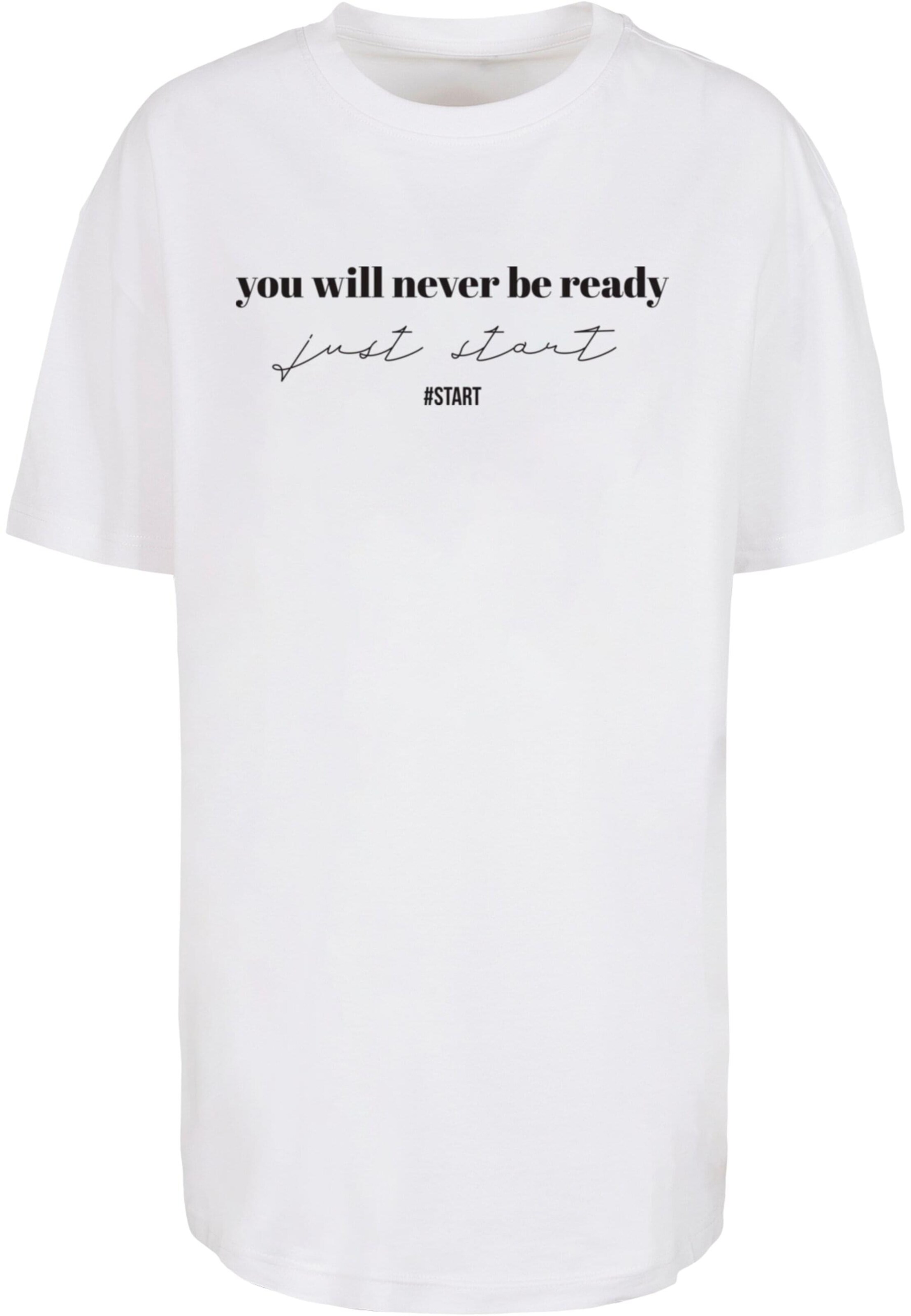 Merchcode Oversized shirt 'Just Start' in White: front