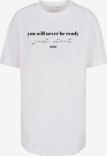 Merchcode Shirt 'Just Start' in schwarz / weiß, Produktansicht